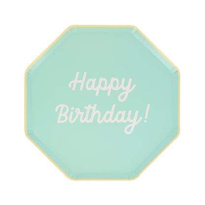 blue 'happy birthday' side plate meri meri 