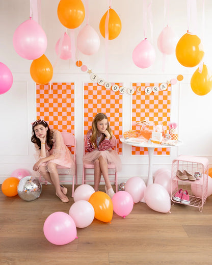 ORANGE & PINK CHECKERED TABLE RUNNER