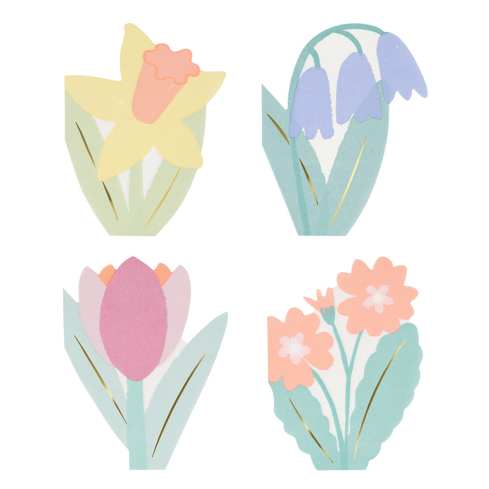 spring flower napkins pack of 16 in 4 designs 