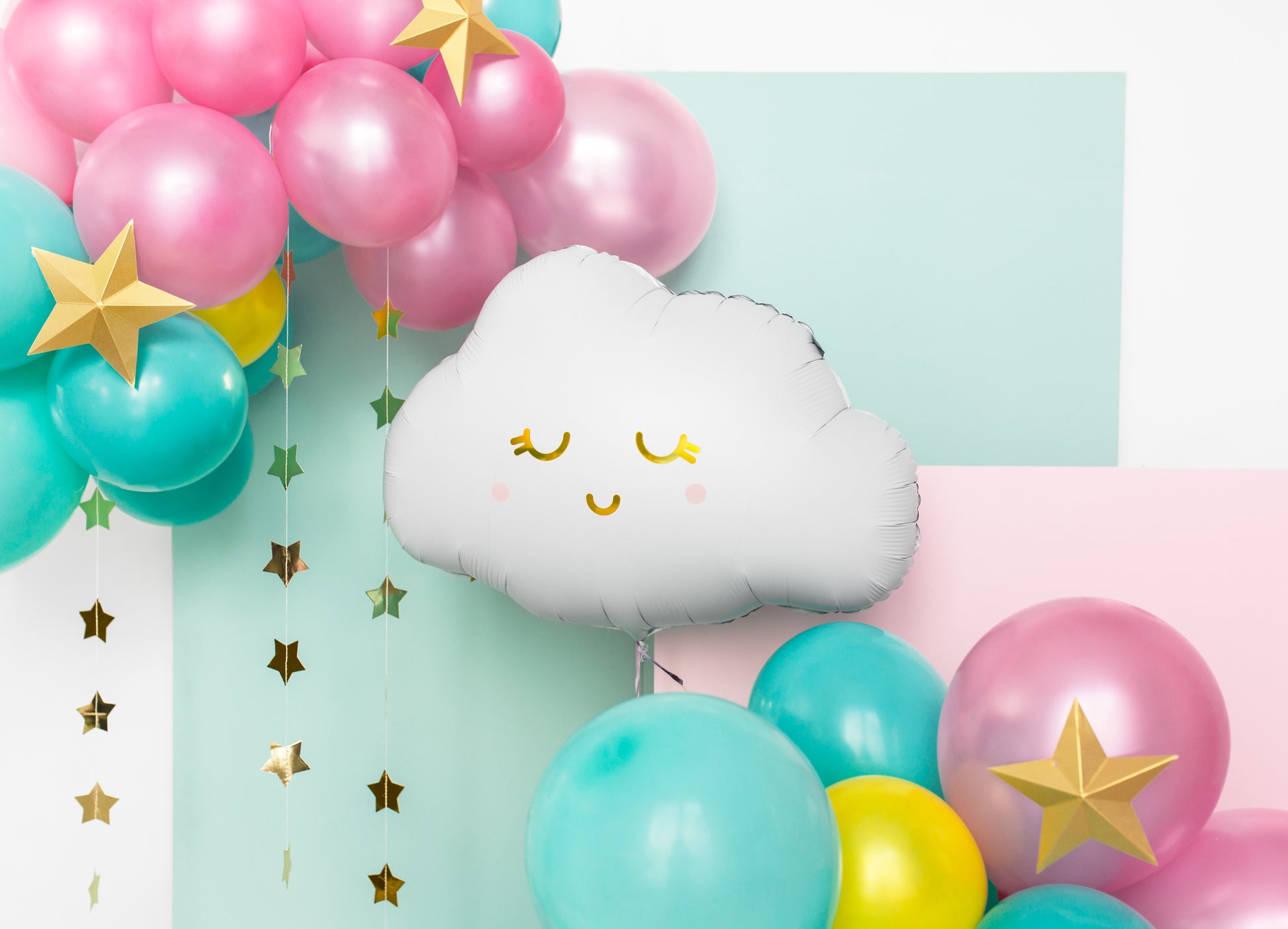 cute cloud balloon with star shaped foil banner