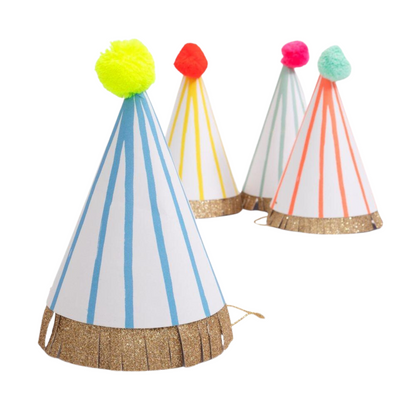 STRIPE POMPOM PARTY HATS BY MERI MERI