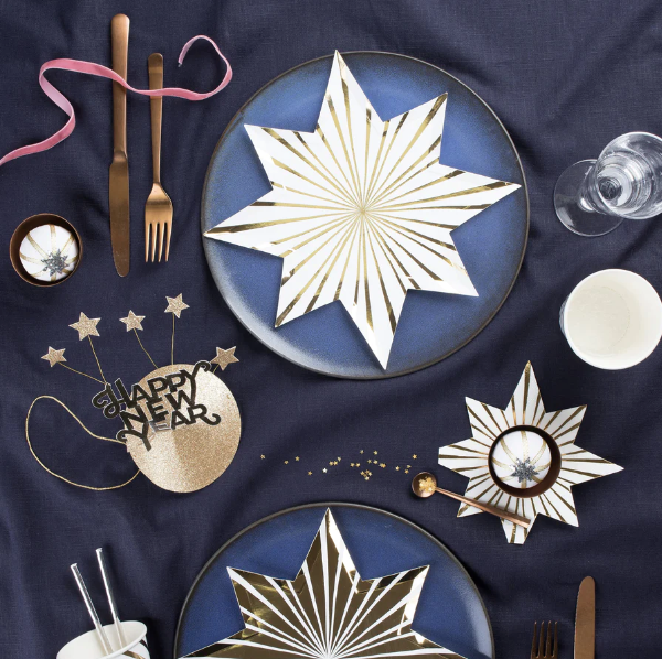 gold star paper plates by Meri Meri - pack of 8 in 2 designs