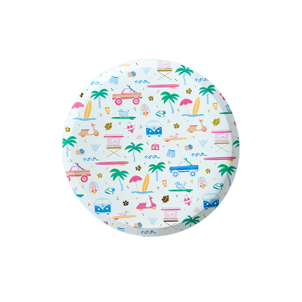 small surf icon paper plates 