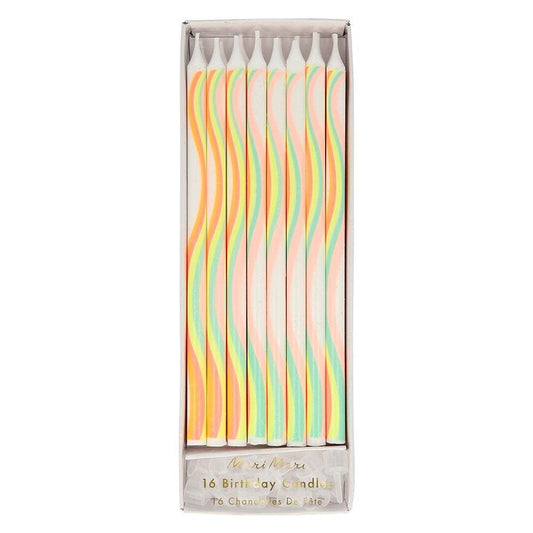 tapered rainbow candles by meri meri pack of 16 