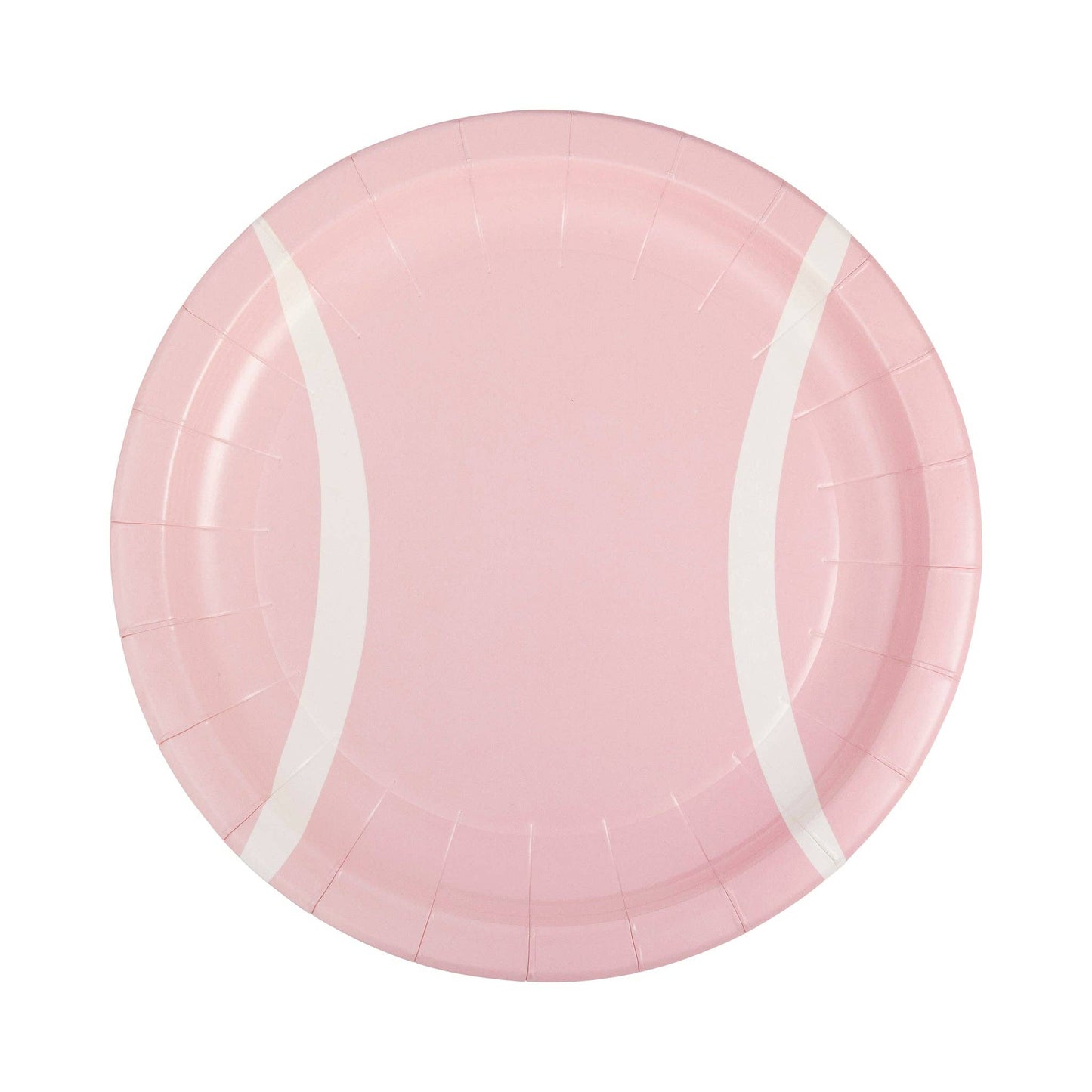 pink tennis ball plates with white lines