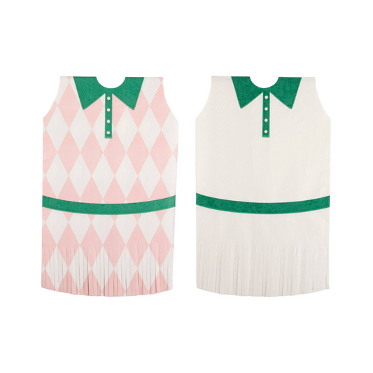 pink and white tennis dress shaped napkins