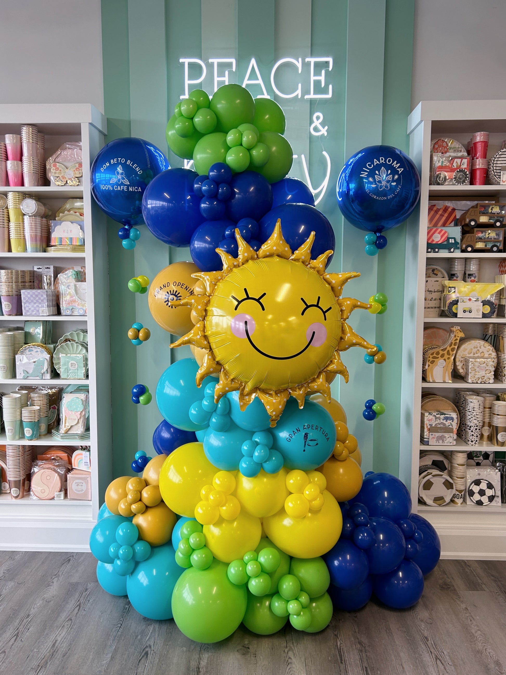 tropical vibes balloon garland + helium personalized round orbs balloons