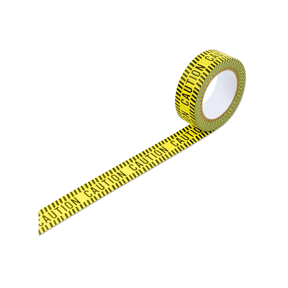 yellow "construction" washi tape roll