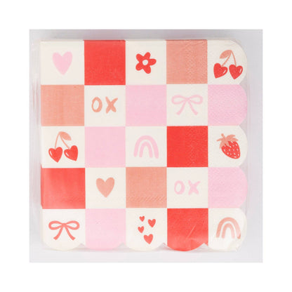 valentines day cocktail napkins with fun pink, peach and red icons by my minds eye pack of 24 