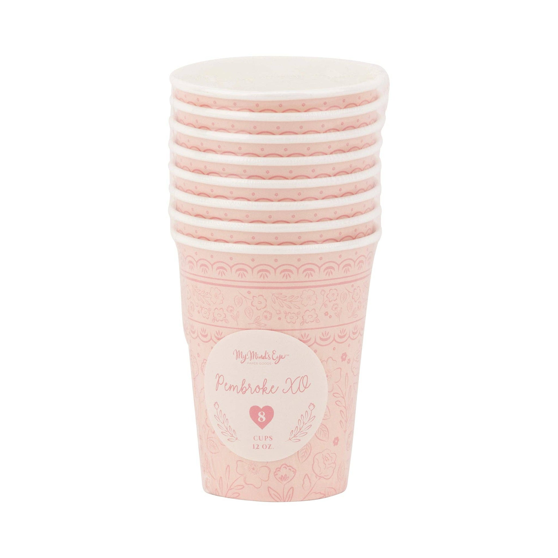 valentines day pembroke paper cups pack of 8 with pink details 