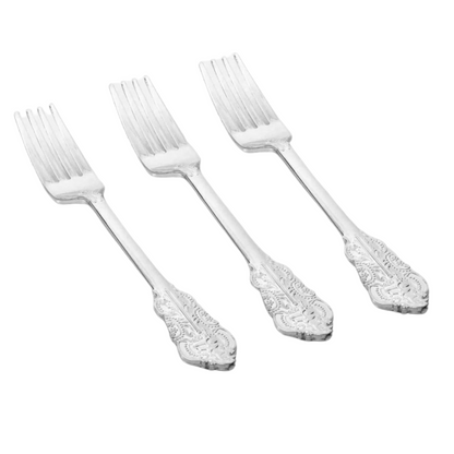 VENETIAN DESIGN SILVER PLASTIC FORKS