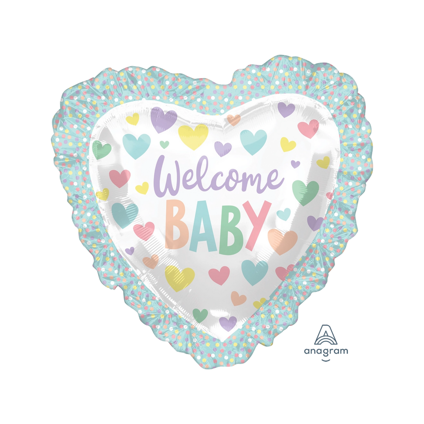 welcome baby jumbo heart foil balloon