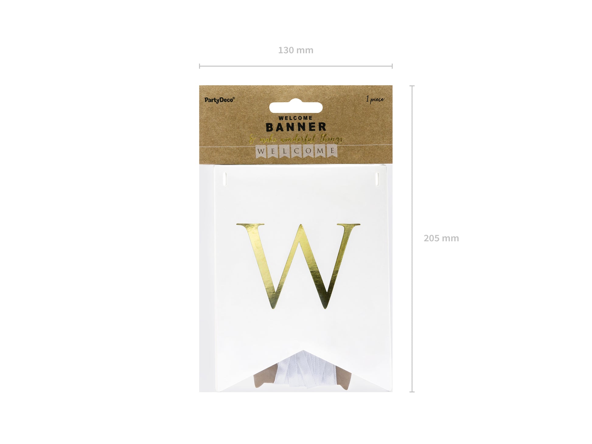 white and gold welcome banner packaging 