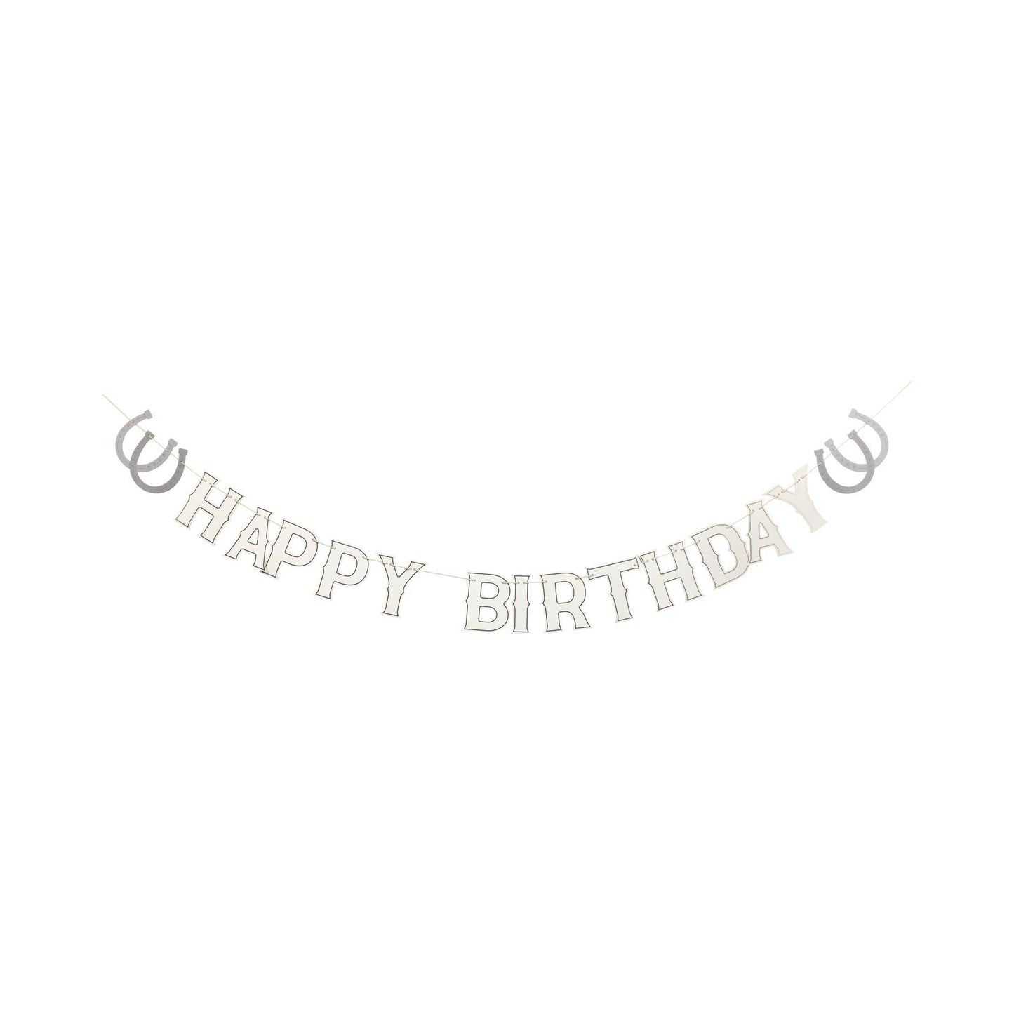 wester happy birthday banner with shoe horse icons and gold accents 