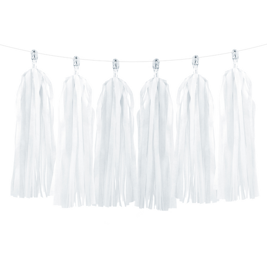 white tissue paper garland tassel