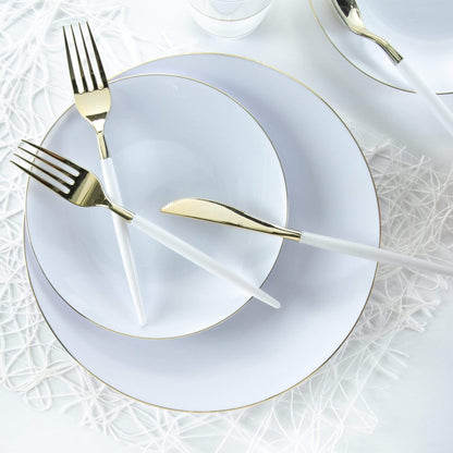 white and gold reusable dinner set - pack of 10 dessert plates