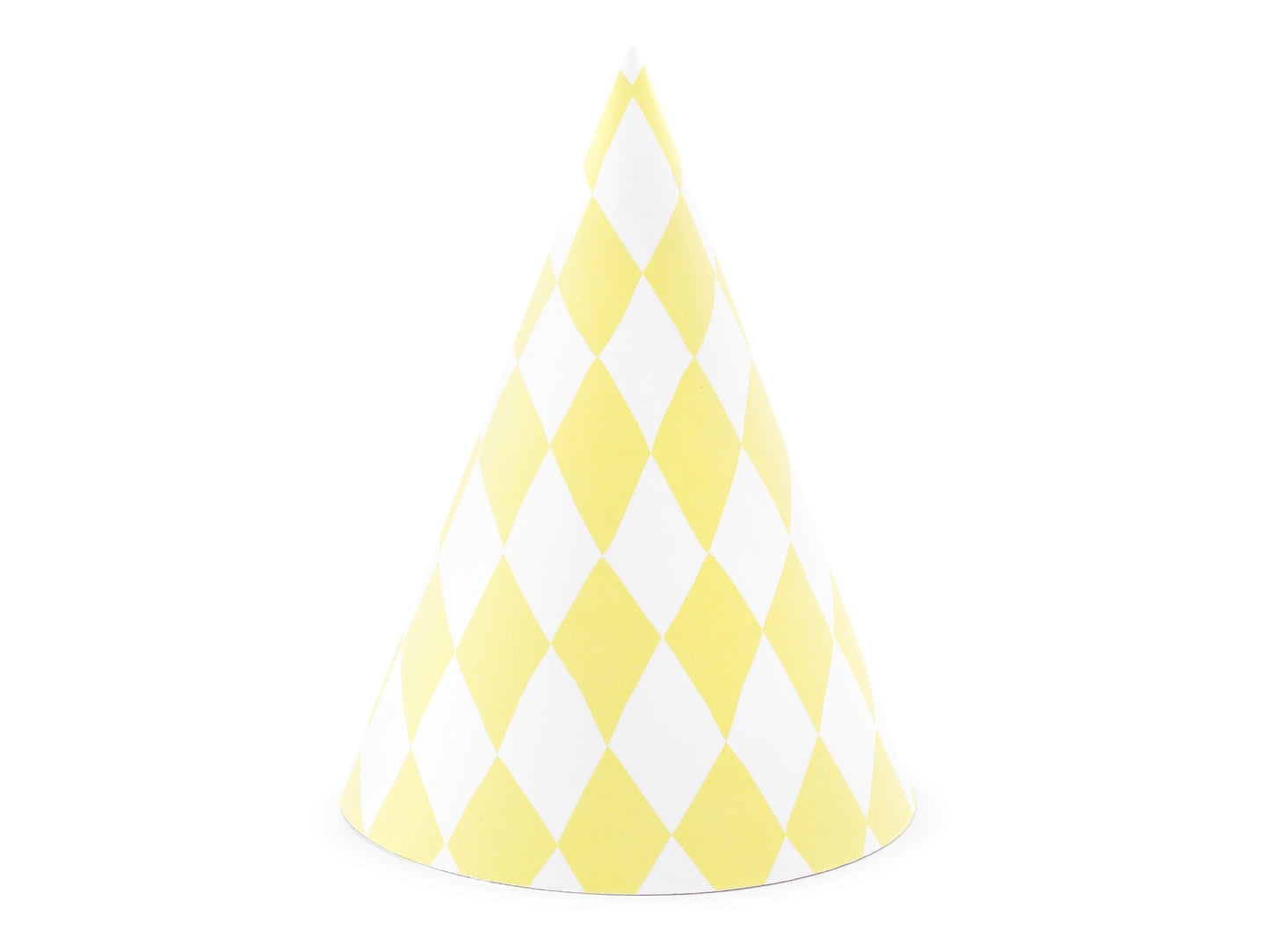 pastel yellow checkered party hats - diamond checkered