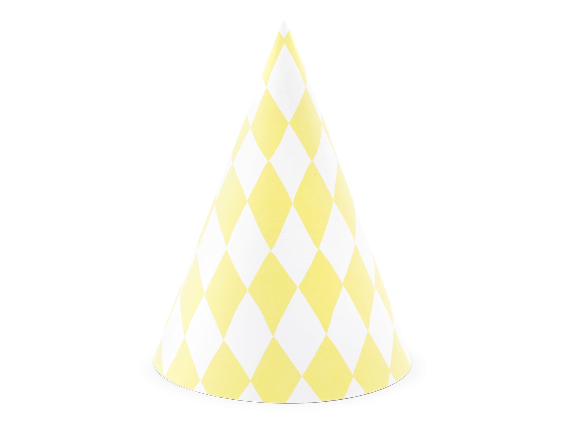 pastel yellow checkered party hats - diamond checkered