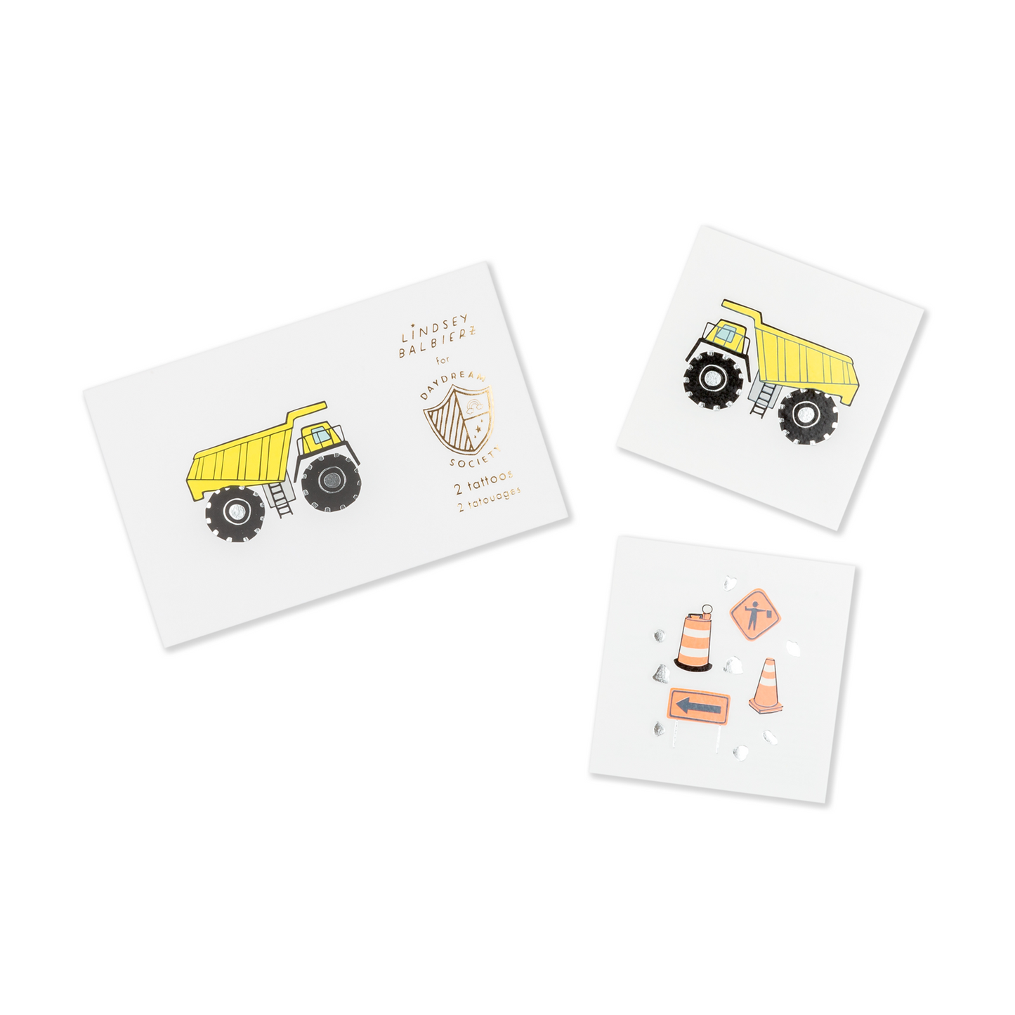 construction themed temporary tattoo set by daydream society