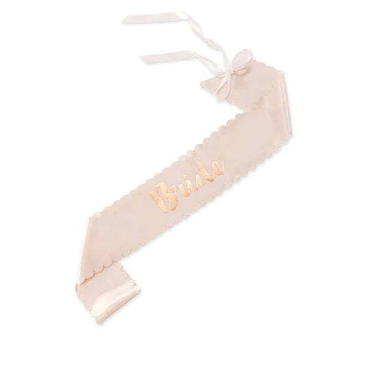 bride blush pink and rose gold satin bachelorette sash