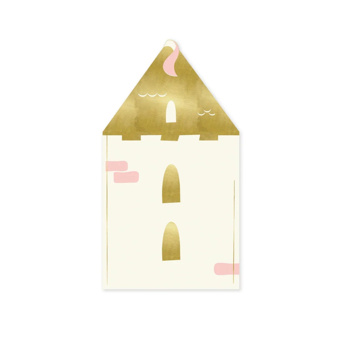 paper napkin in the shape of a castle with gold foil detail