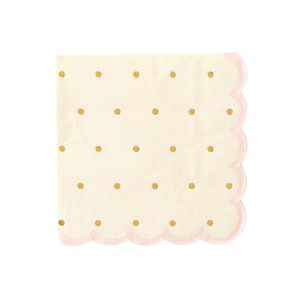 princess scalloped cocktail napkins - pack of 16 with gold foil details 